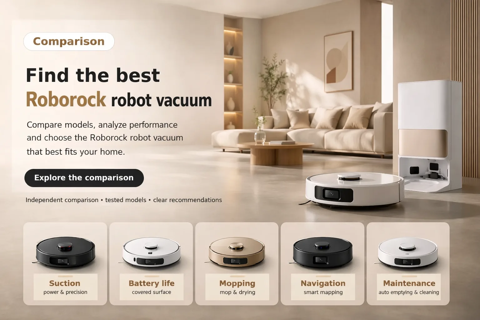 Comparison of Roborock robot vacuums: find the best model for your home